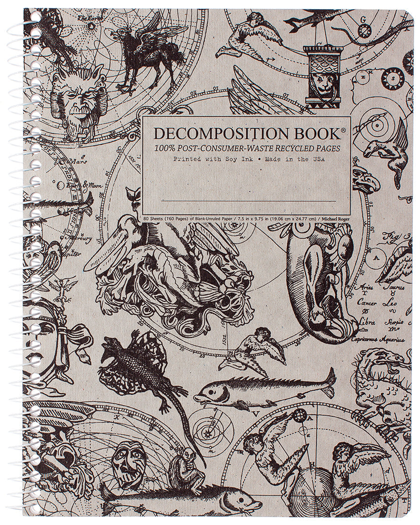 Spiral notebook printed with spooky gothic creatures