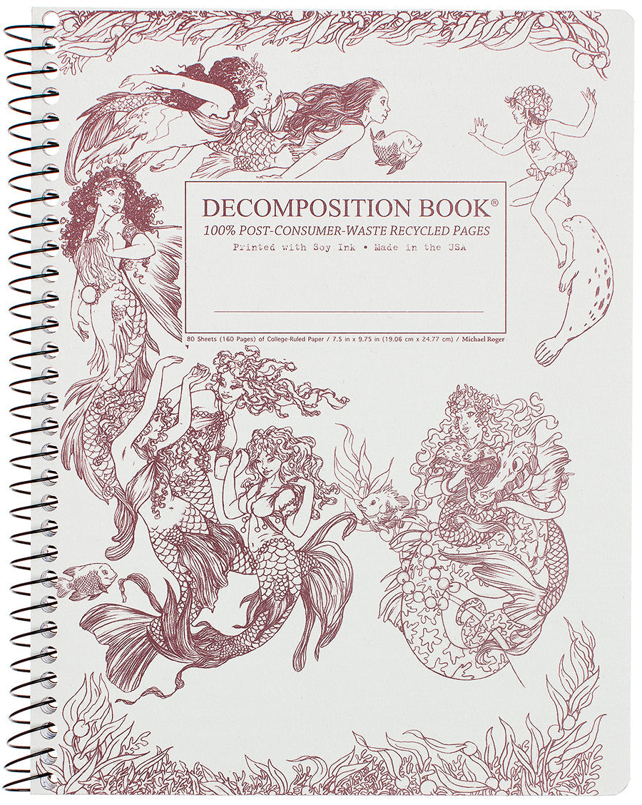 Spiral notebook printed with beautiful swimming mermaids