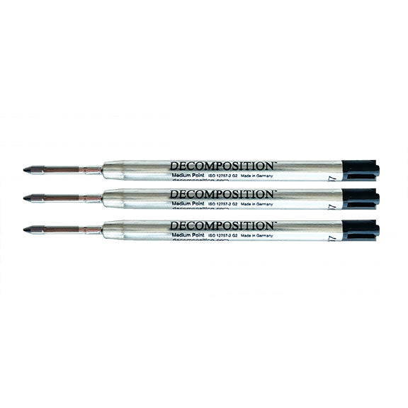 Three pen refill cartridges