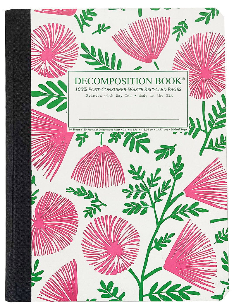 Composition Book printed with pink and green flowers