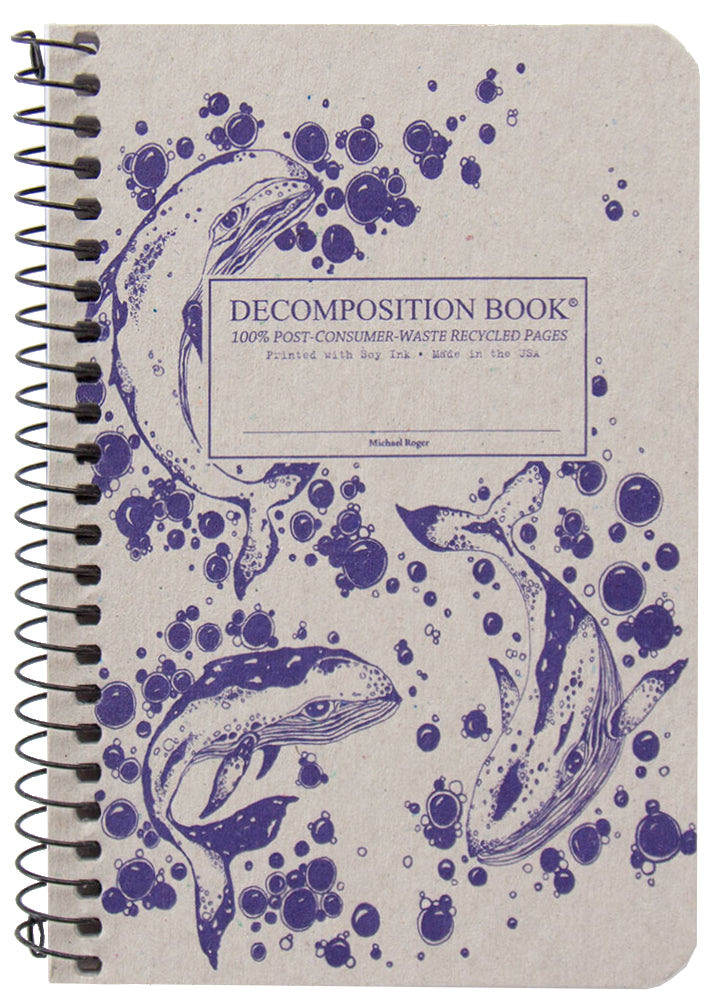 Small notebook with a whales and bubbles design