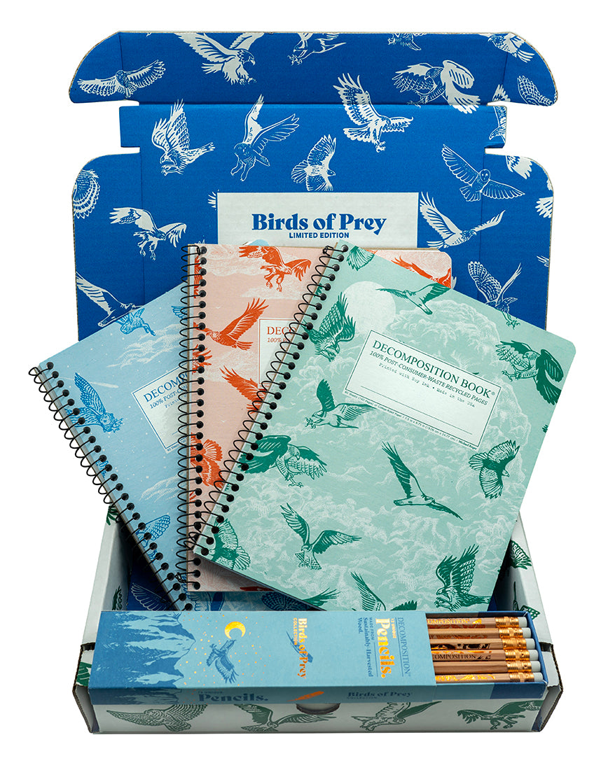 Birds of Prey Gift Set: Three Notebooks & a Dozen Pencils