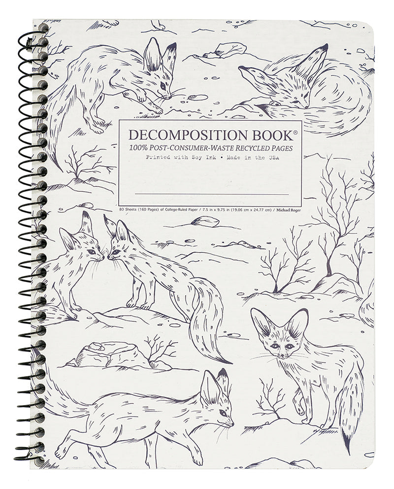 Spiral notebook printed with cute foxes