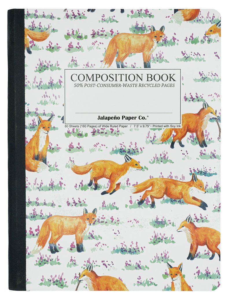 Foxes in Heather Composition Book (Wide Ruled Pages)