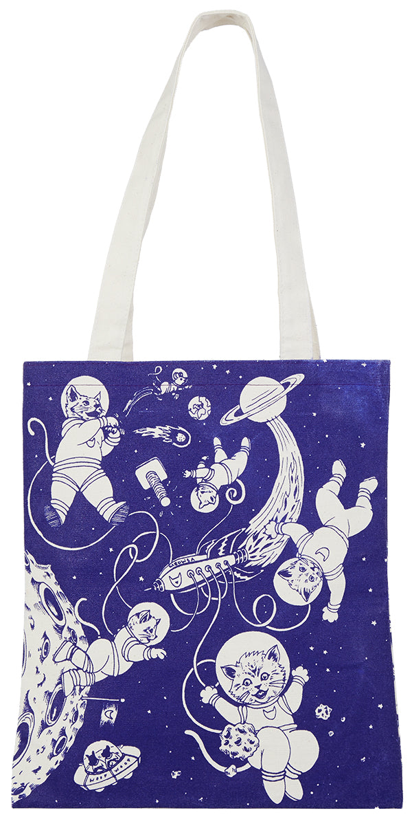 Kittens in Space Canvas Tote