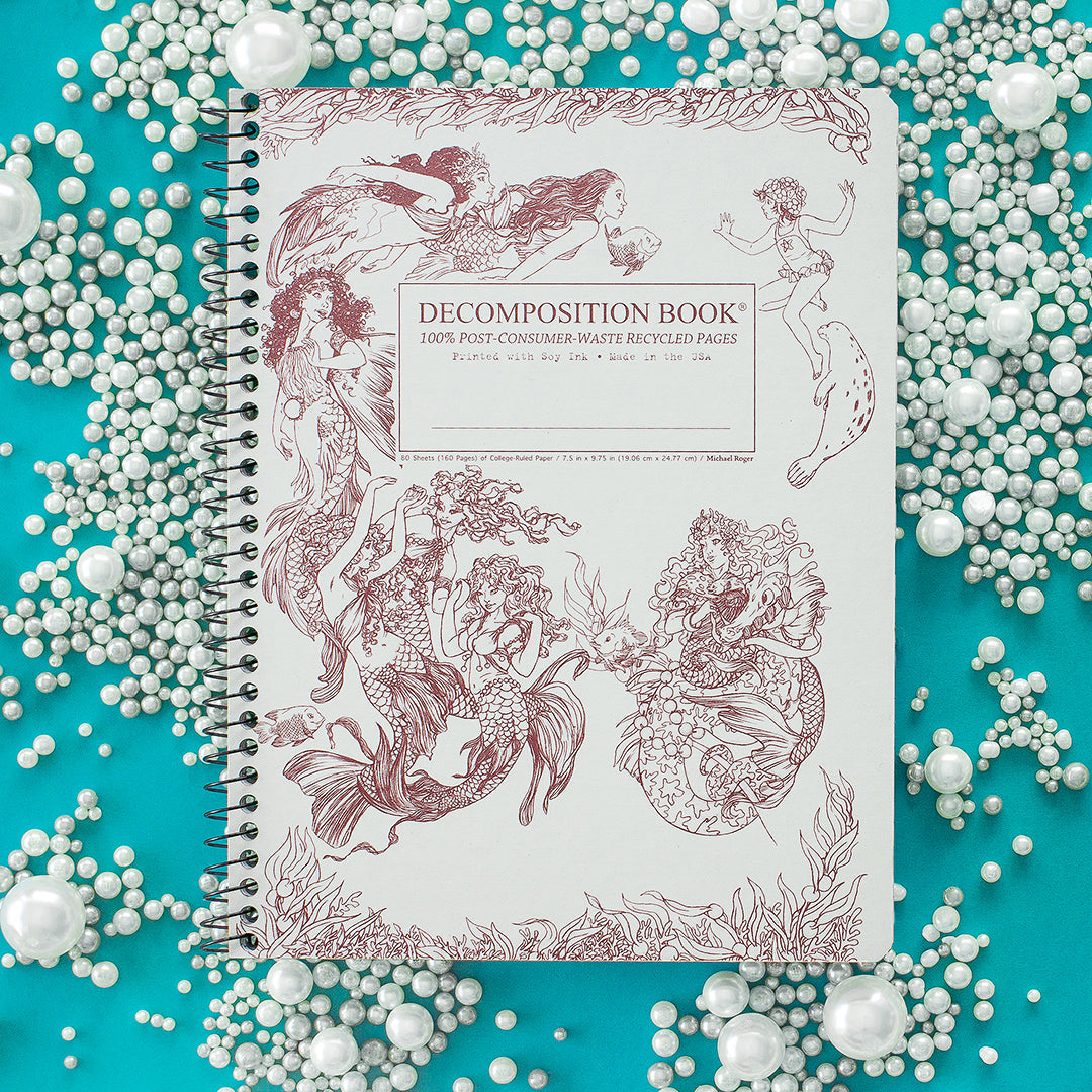 Spiral notebook printed with beautiful swimming mermaids