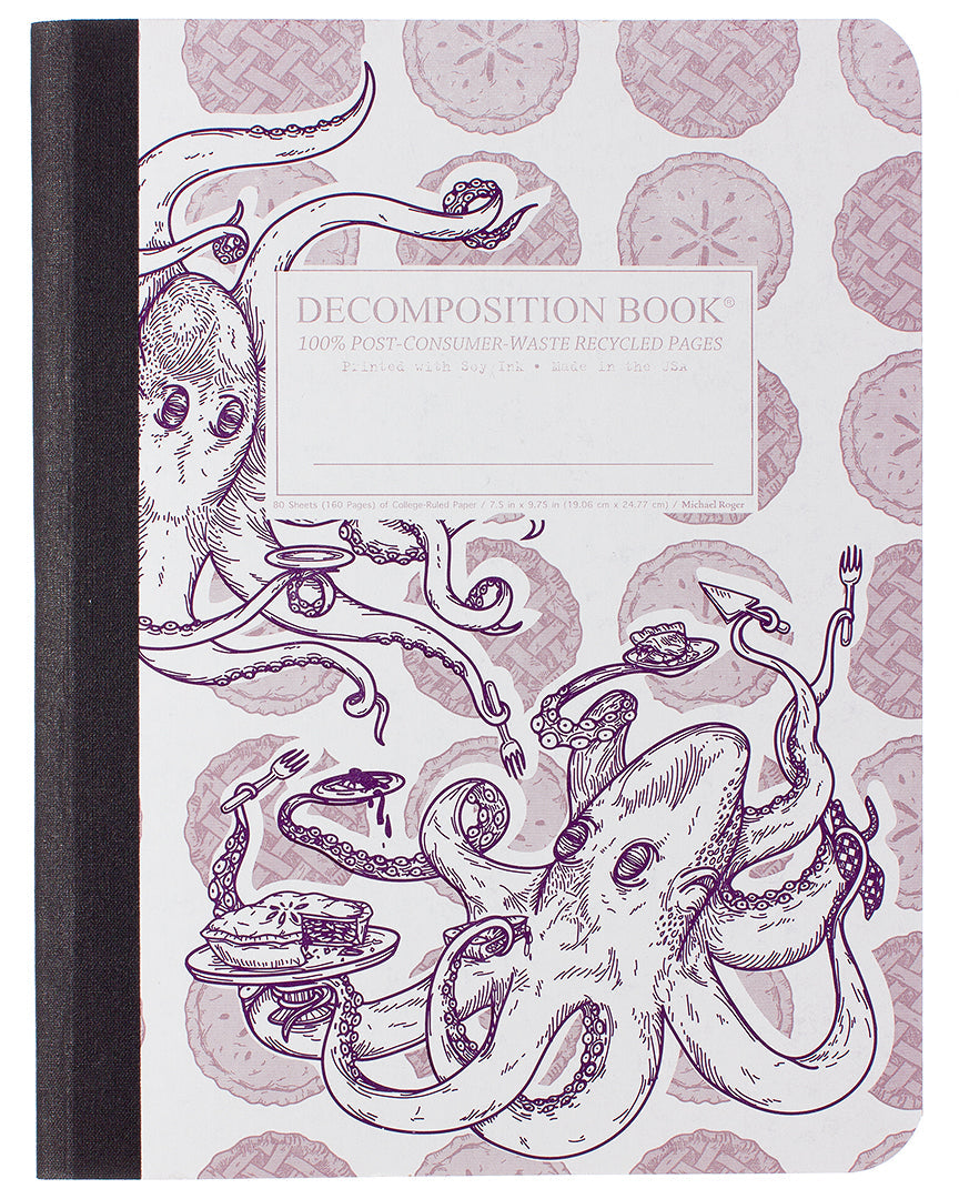 Composition notebook featuring octopuses serving pies