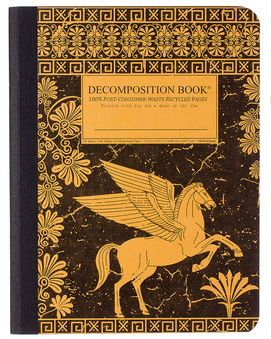 Composition notebook printed with a winged horse 
