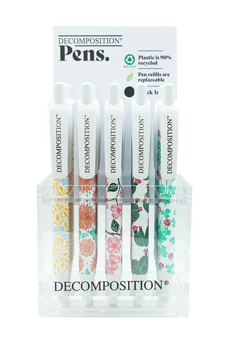 Counter display that holds 25 Decomposition Pens