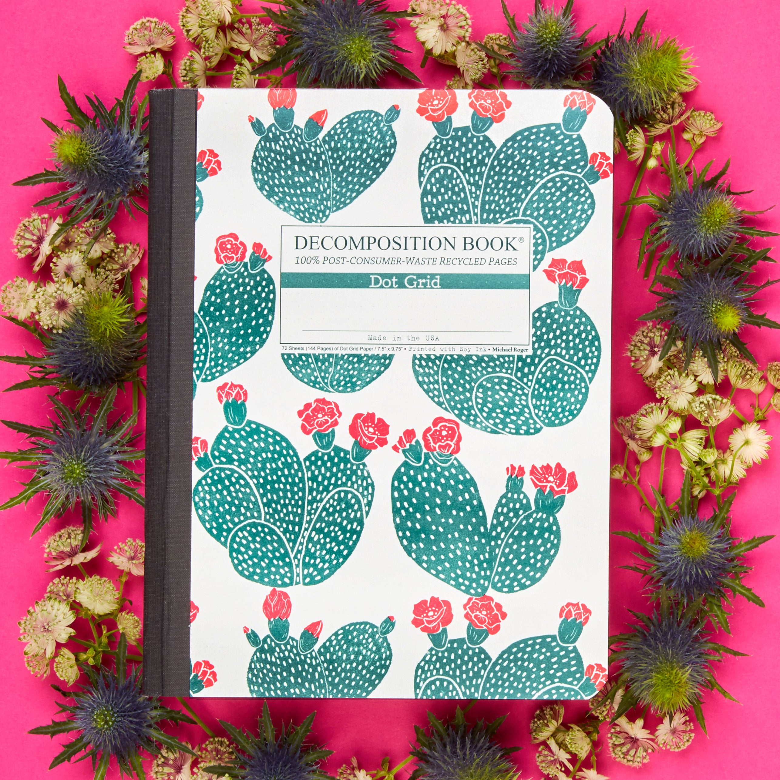 Composition notebook printed with flowering cactuses