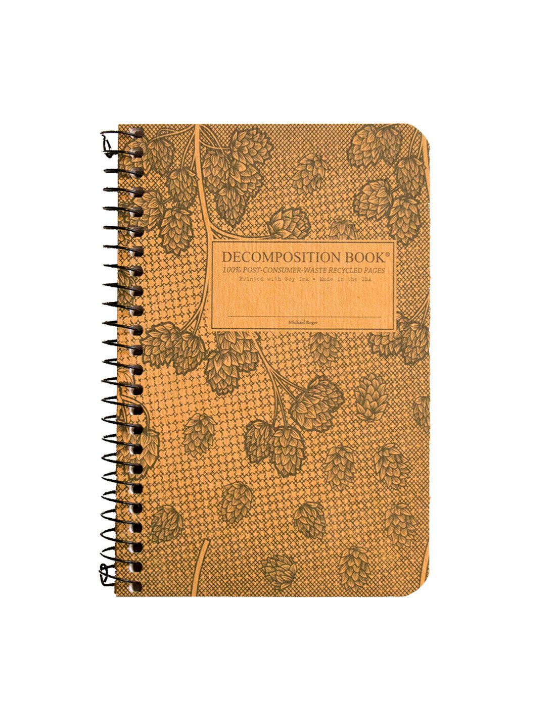 Spiral notebook printed with green hop flowers