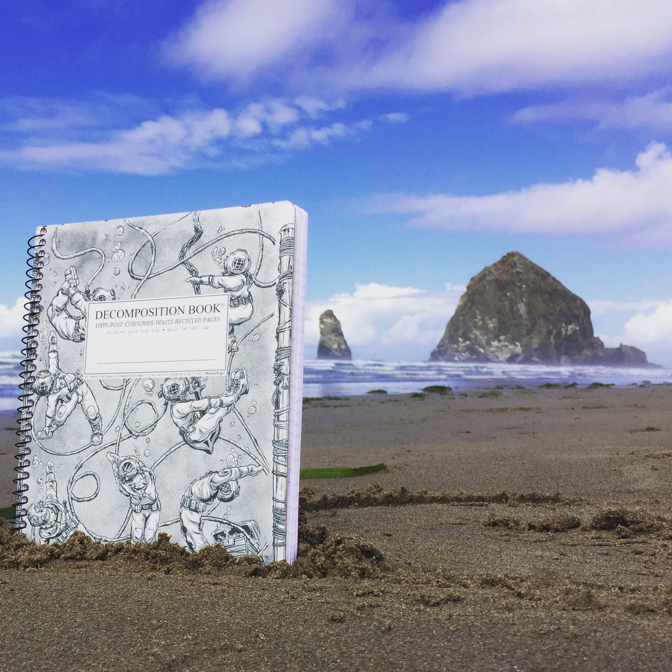 Spiral notebook printed with deep sea divers doing yoga