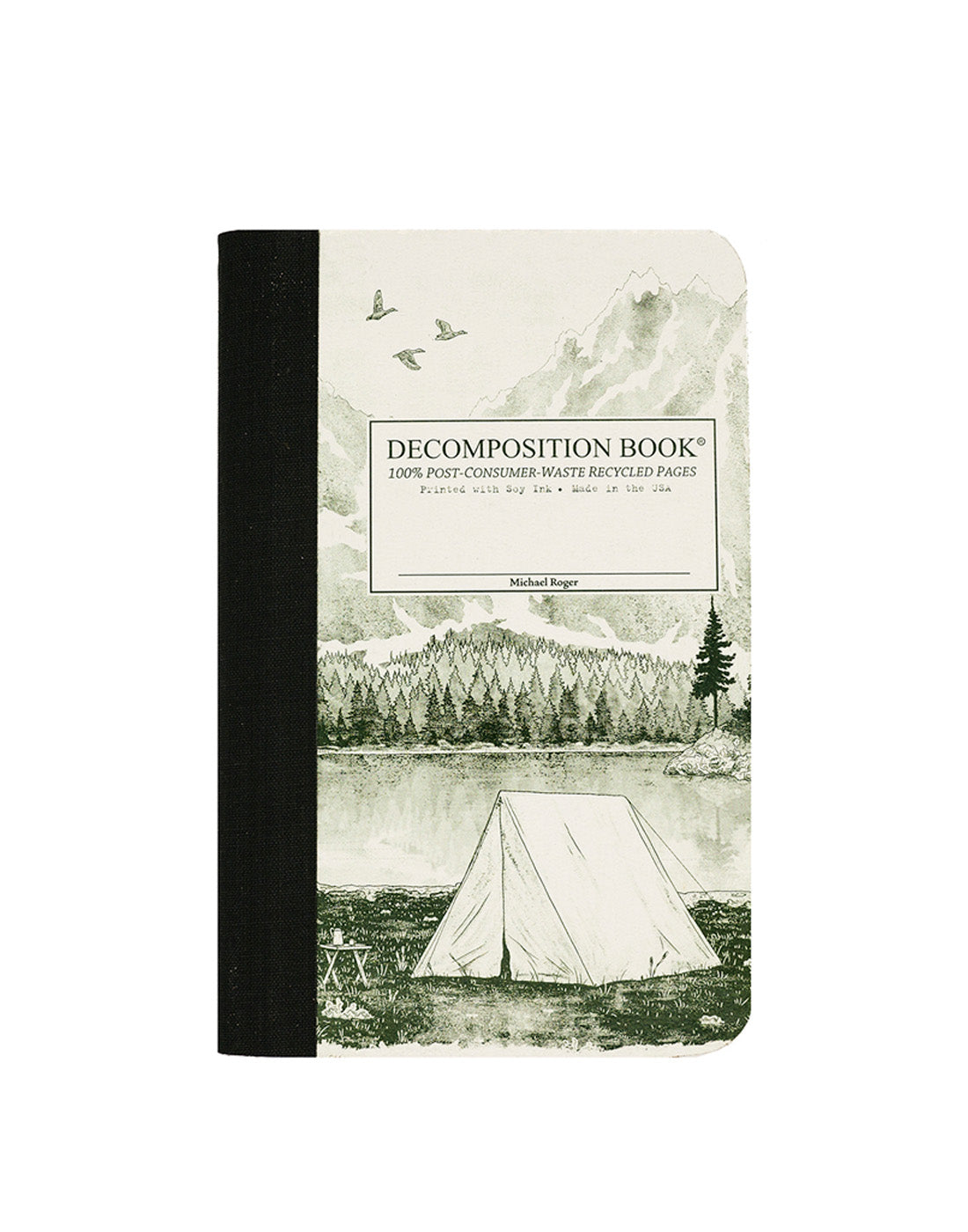 Composition notebook printed with a camping scene
