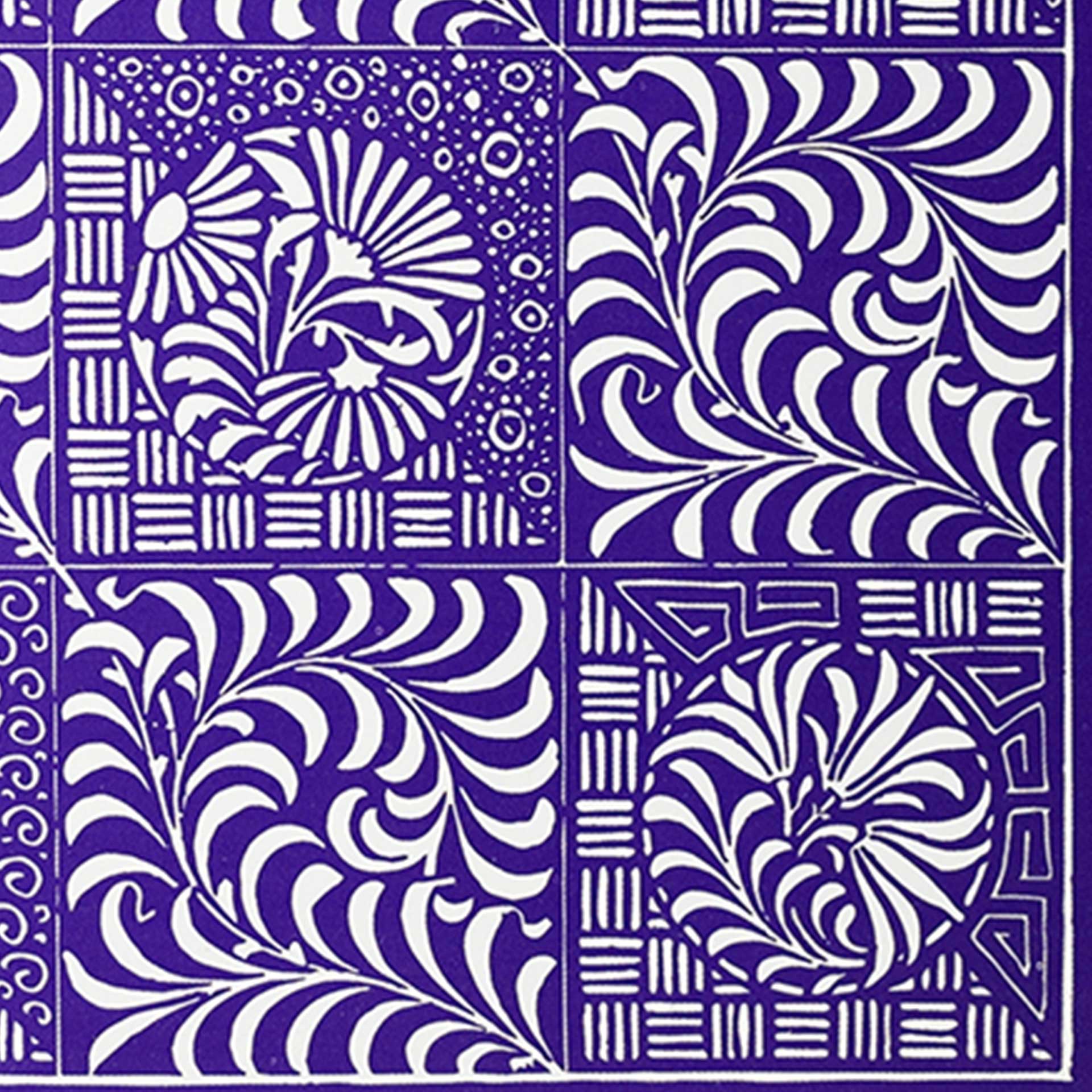 Closeup of geometric vines in purple
