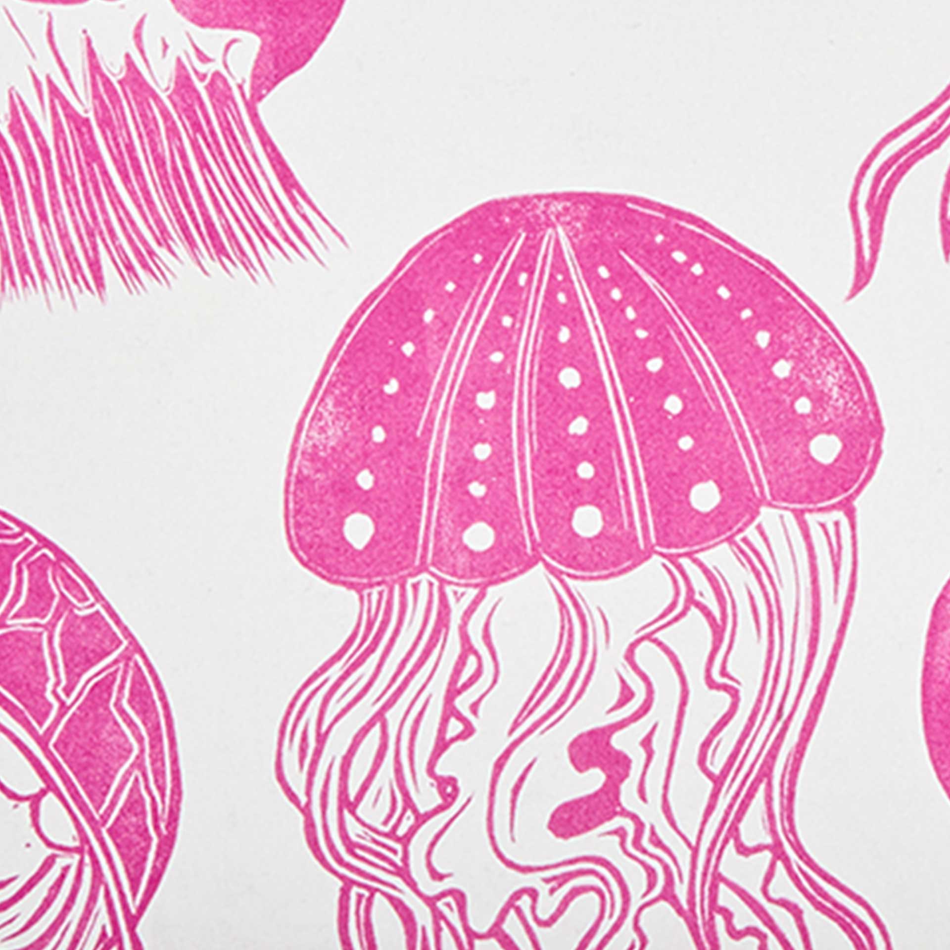 Closeup of printed pink jellyfish