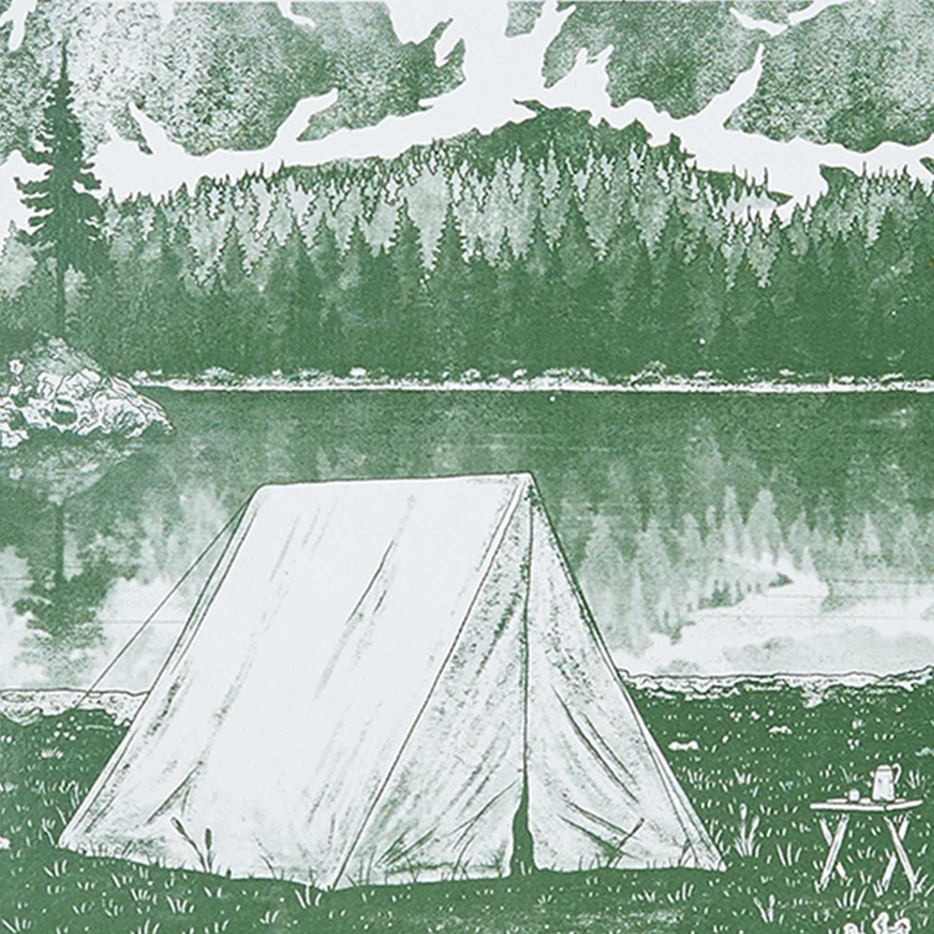 Closeup of a printed camping scene