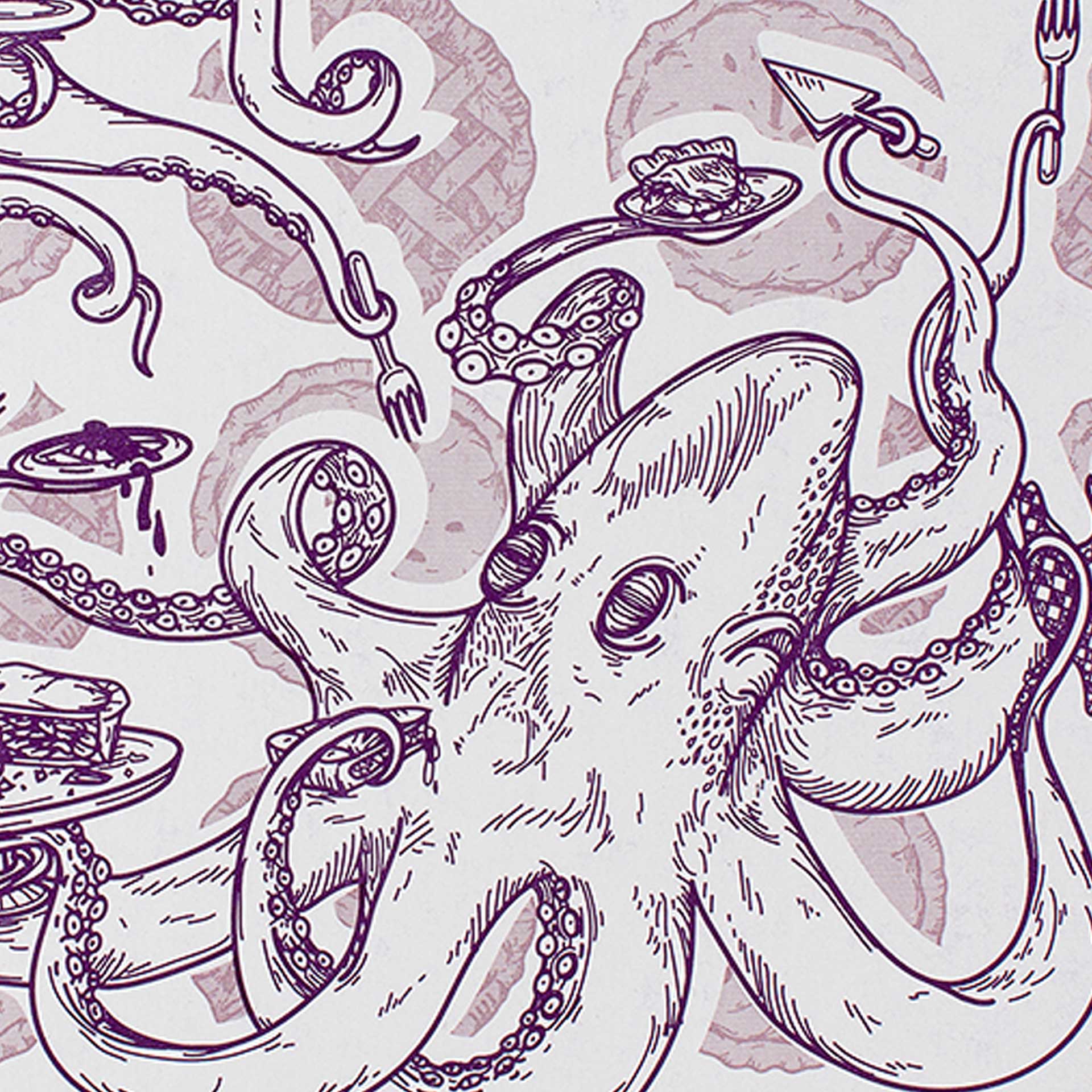 Closeup of octopuses serving pies