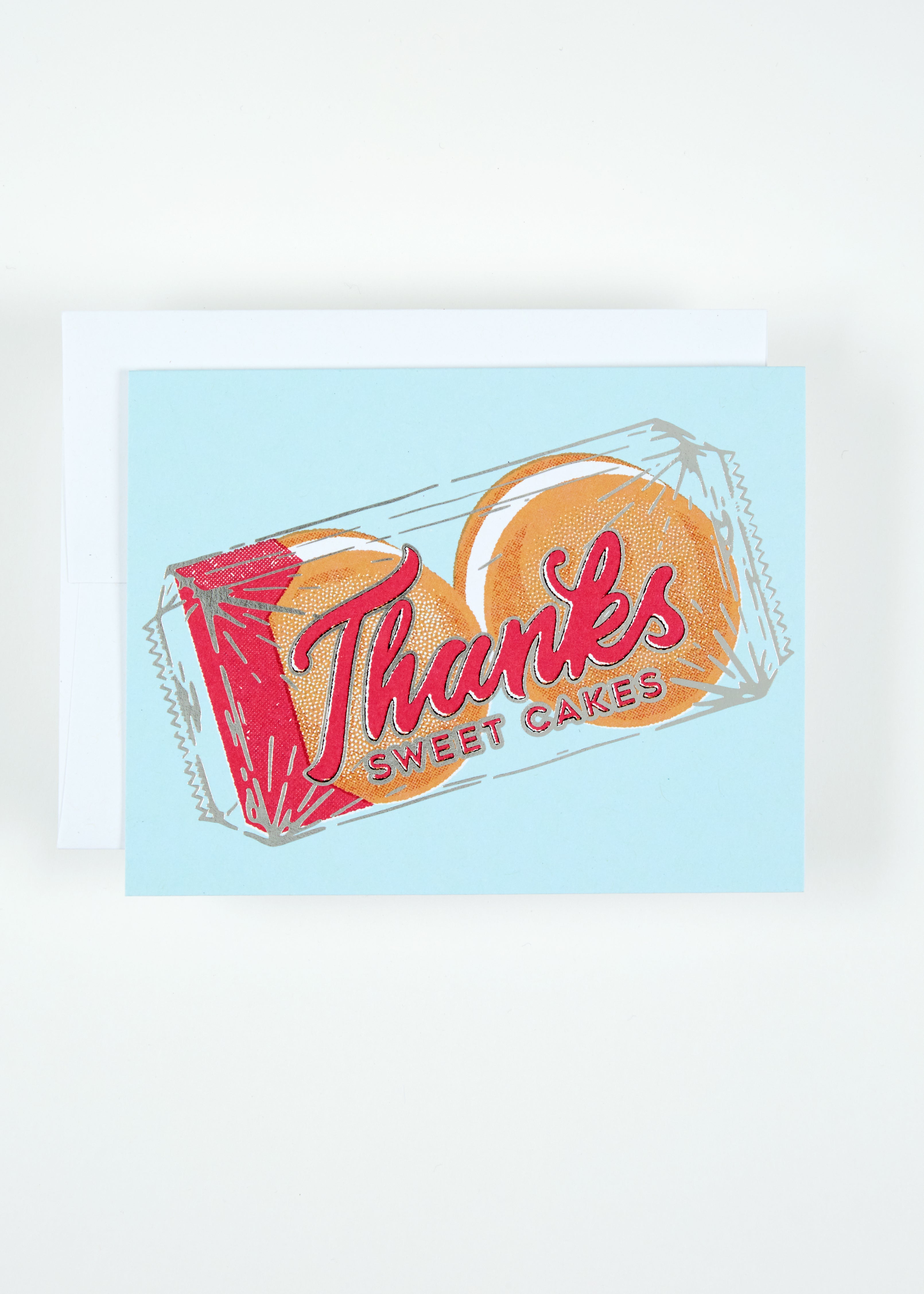 Greeting card with the text Thanks Sweet Cakes on whoopie pies